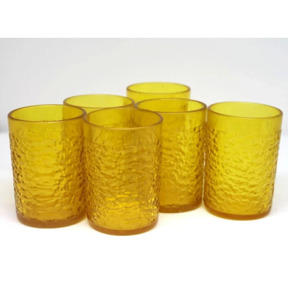 Restaurant Hard Plastic 5oz. Amber Juice Glasses Set of 6 Continental #3505